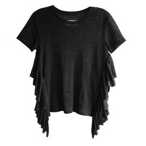 MM6 Maison Margiela black sheer side ruffle top